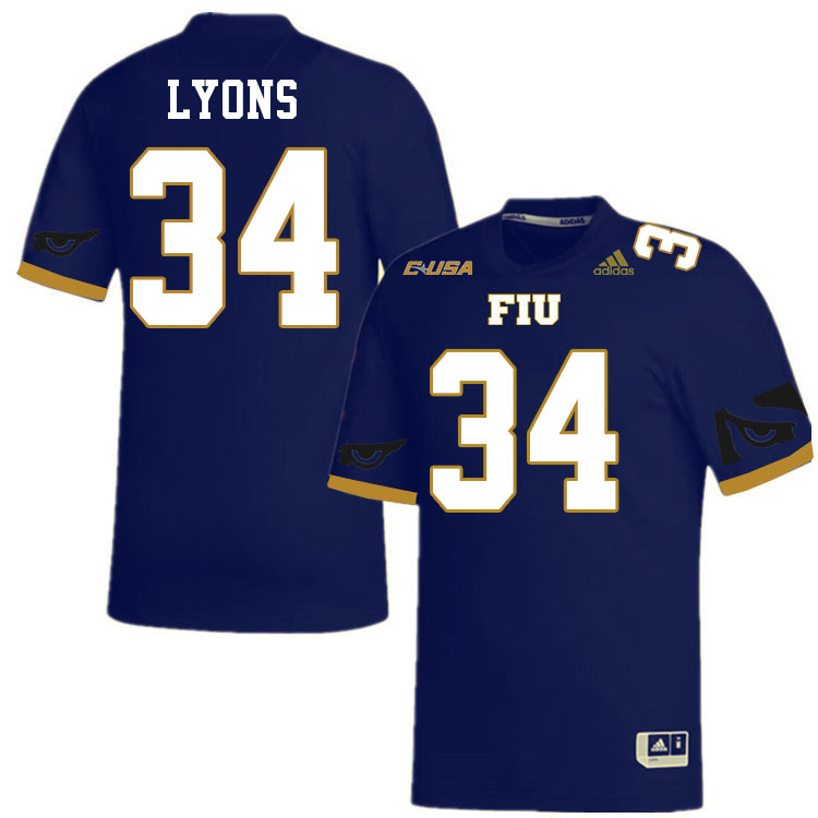 #34 Devonte Lyons FIU Jersey, Florida International University Panthers Football Jersey-Navy